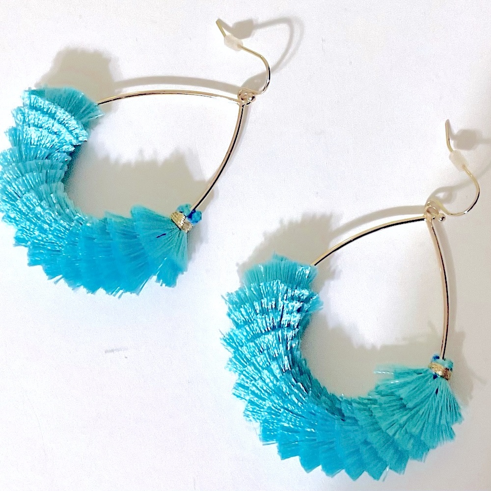 Fringed Turquoise Pear Shaped Earrings